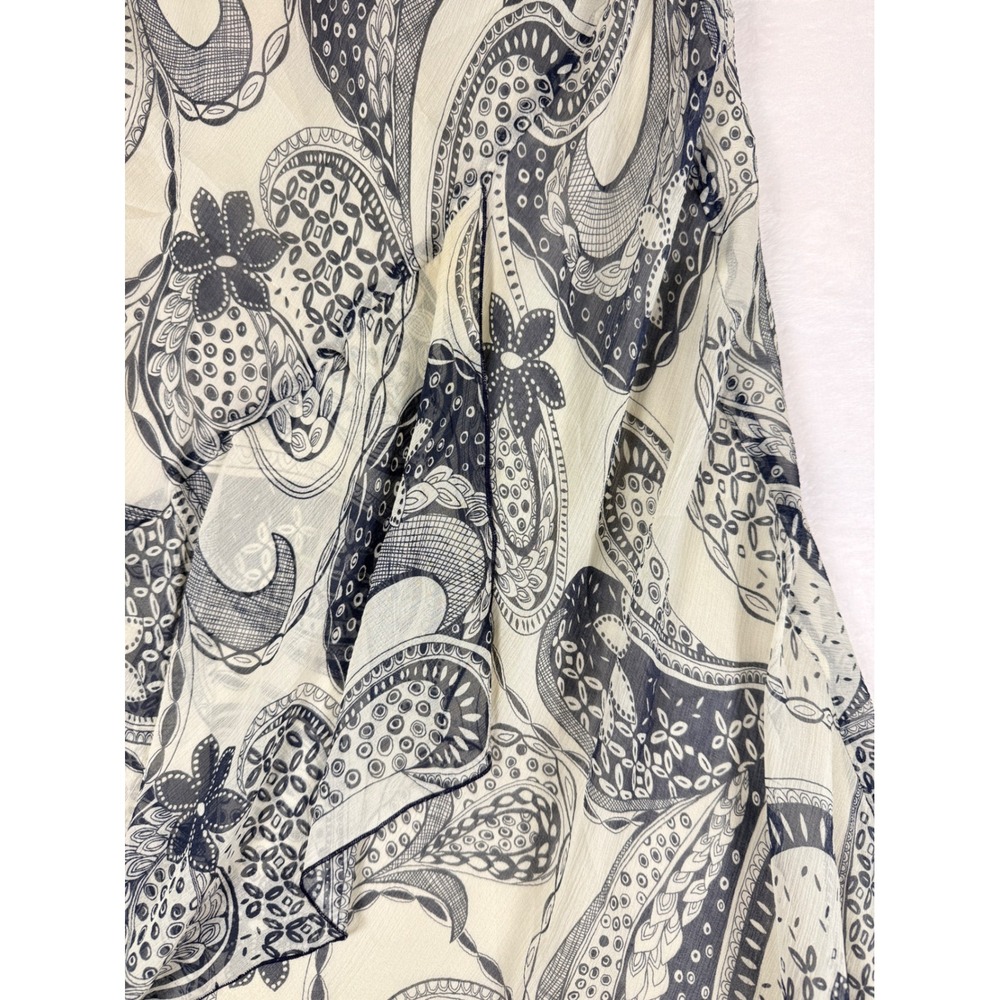 Vintage Putumayo Black Cream Paisley Silk Midi Skirt Small Boho - Picture 2 of 6